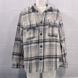 Fleece plaid button up shirt / blouse​​​​​​​​​